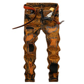 Personalized retro distressed ripped jeans